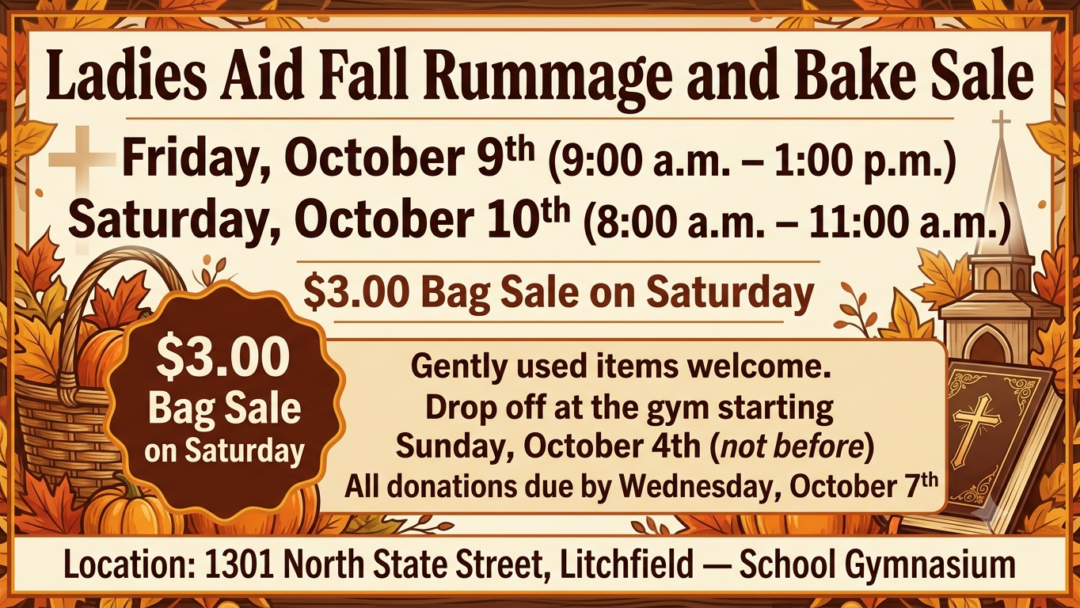 Ladies Aid Fall Rummage and Bake Sale