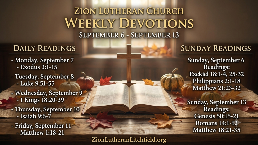 Daily Devotional Readings for week of 9/6-9/13